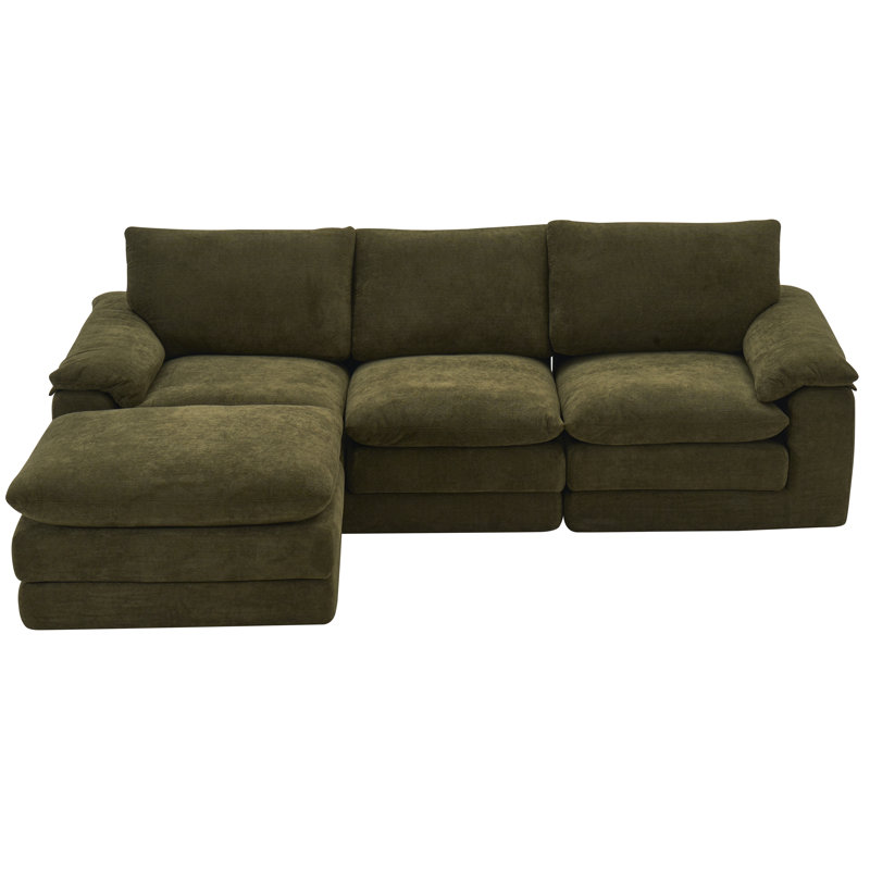 Canapé modulaire en L avec repose-pieds mobile Everly