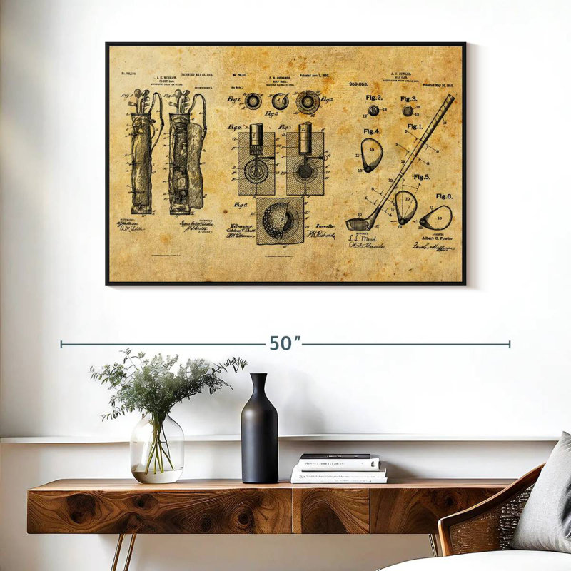 Brevet de jeu de golf, Cadre flottant noir, 40 po x 27 po