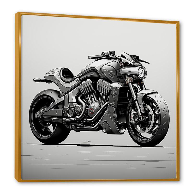 Roadster minimaliste sur toile, Cadre flottant doré, H 36 po x l 36 po x P 1,5 po