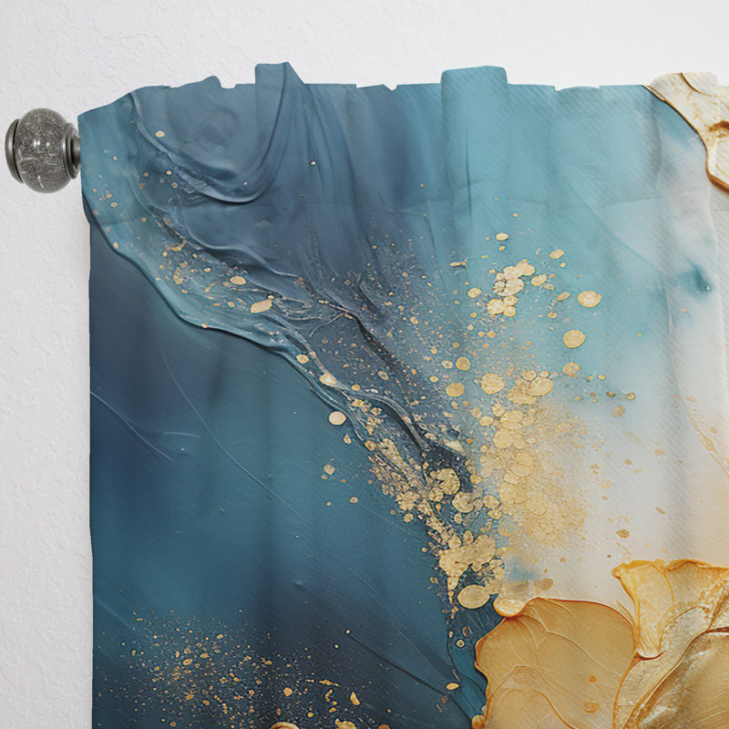 Rideau moderne Ailbe Golden Emerald Surge III - Velours obscurcissant - 1 panneau, L 52 po x L 63 po