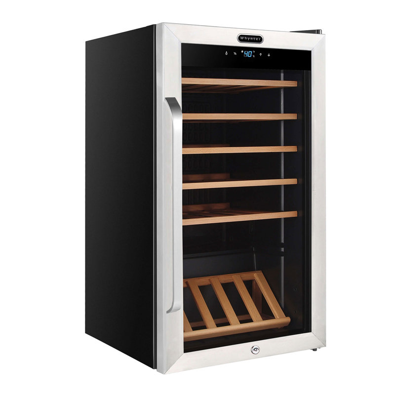 34 Bottle Stainless Steel Freestanding Wine Cooler with LED Lighting