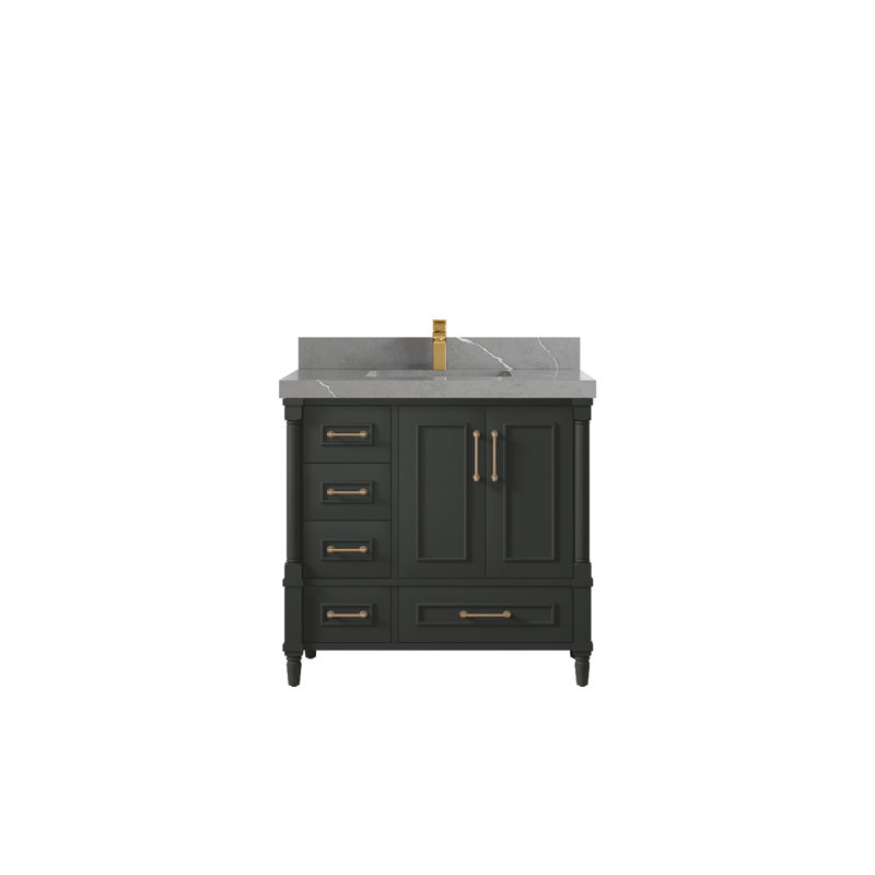 Aberdeen 36'' Single Bathroom Vanity with Top, Piatra Gray