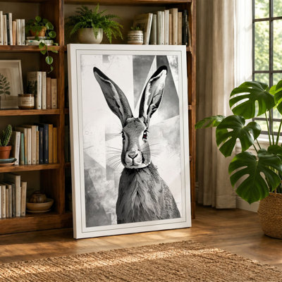 Hare in Ink Japandi - Wrapped Canvas