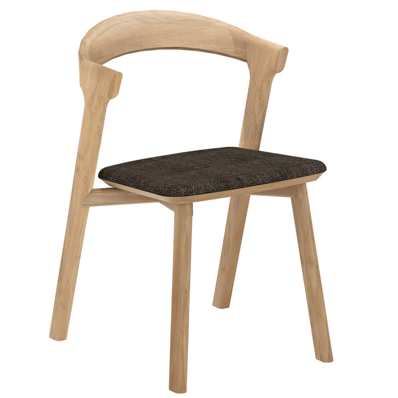 Bok Upholstered Dining Chair, Dark Brown Polyester Blend/Acrylic, Varnished Oak