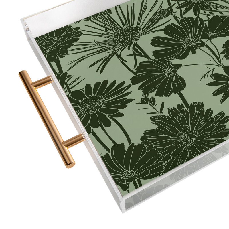 Plateau en acrylique Cassidy Rae Marietta, Vert, Floral