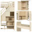 Lit mezzanine double intelligent avec escalier de rangement, bureau d'étude intégré, garde-robe et éclairage d'ambiance - Économiseur d'espace ultime!-1692622424