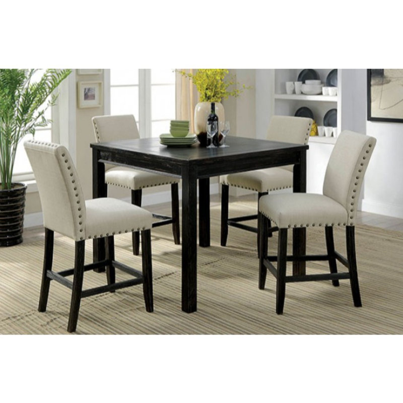 Gordillo 4 - Person Solid Wood Solid Wood Top Four Leg Dining Set, Cream