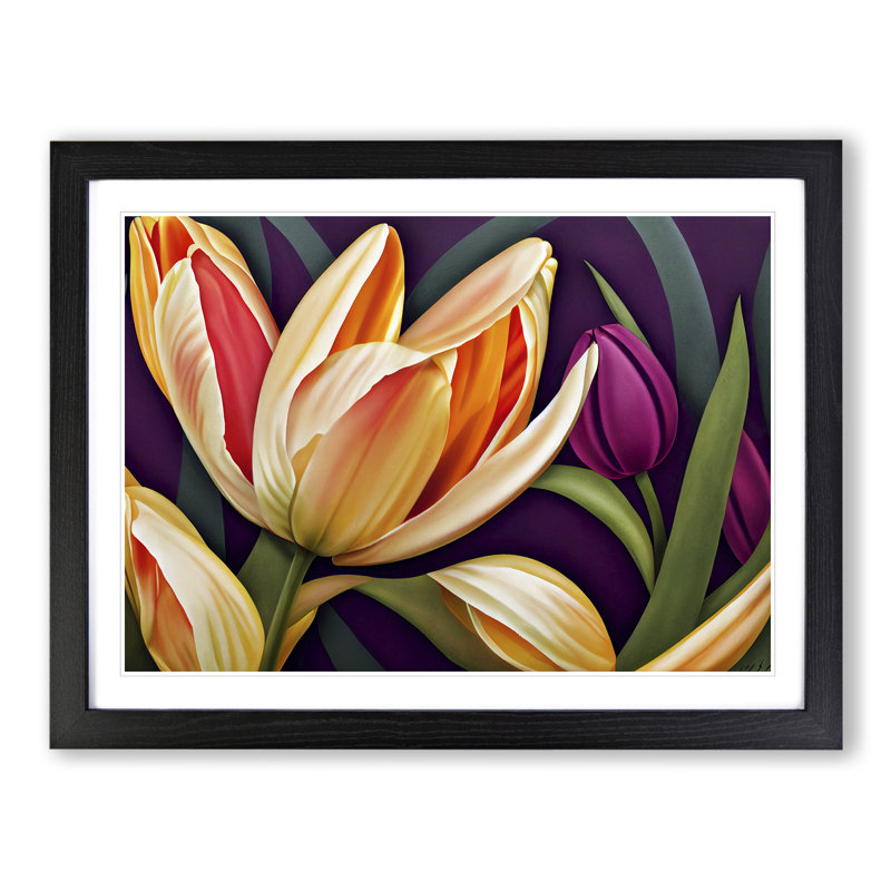 Masterful Tulip Flowers - Framed Print, Black, 46cm H x 64cm W x 2cm D