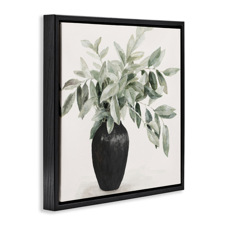 «Plant in Black Vase Brown», art mural sur toile flottante par Lanie Loreth, Cadre flottant noir de jais, H 18 po x l 18 po