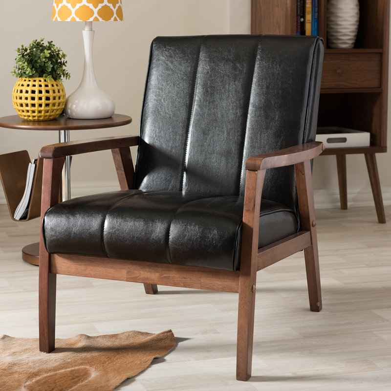 Fauteuil capitonné de 25,35 po de largeur Charda, Noir