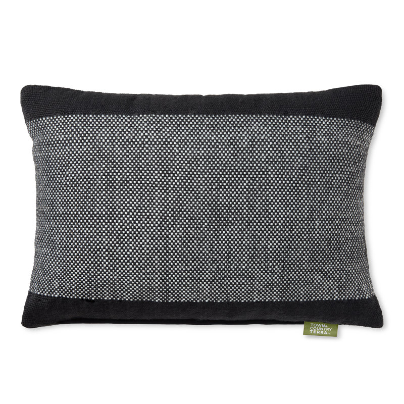 Black and Ivory Recycled Material Outdoor Pillow
