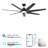 65in Modern Smart Ceiling Fan With Light, 7 Durable Abs Blades-754965547-754965556