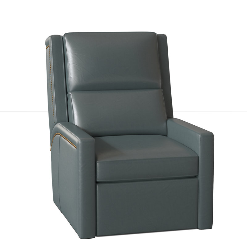 Norman Recliner, #9 Old Gold, Power Button with Battery Pack, Anilina Cacao Genuine Leather