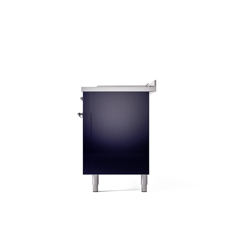 ILVE Nostalgie II 60 in Dual Fuel Range, 7 Burner, Griddle, Frenchtop, Blue/Chrome, Natural Gas