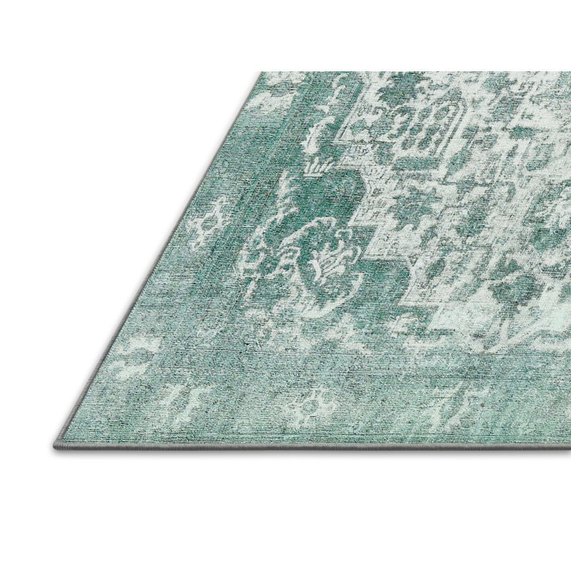 Tapis oriental vert / ivoire, Rectangle 7 pi x 10 pi