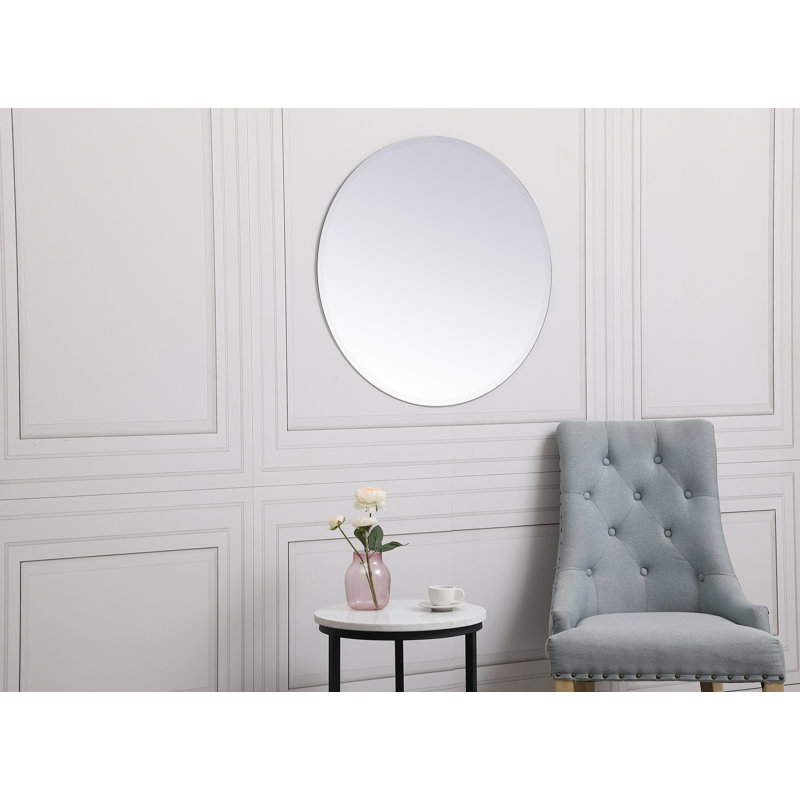Miroir décoratif biseauté moderne et contemporain sans cadre Caimen, H 28 po x l 28 po