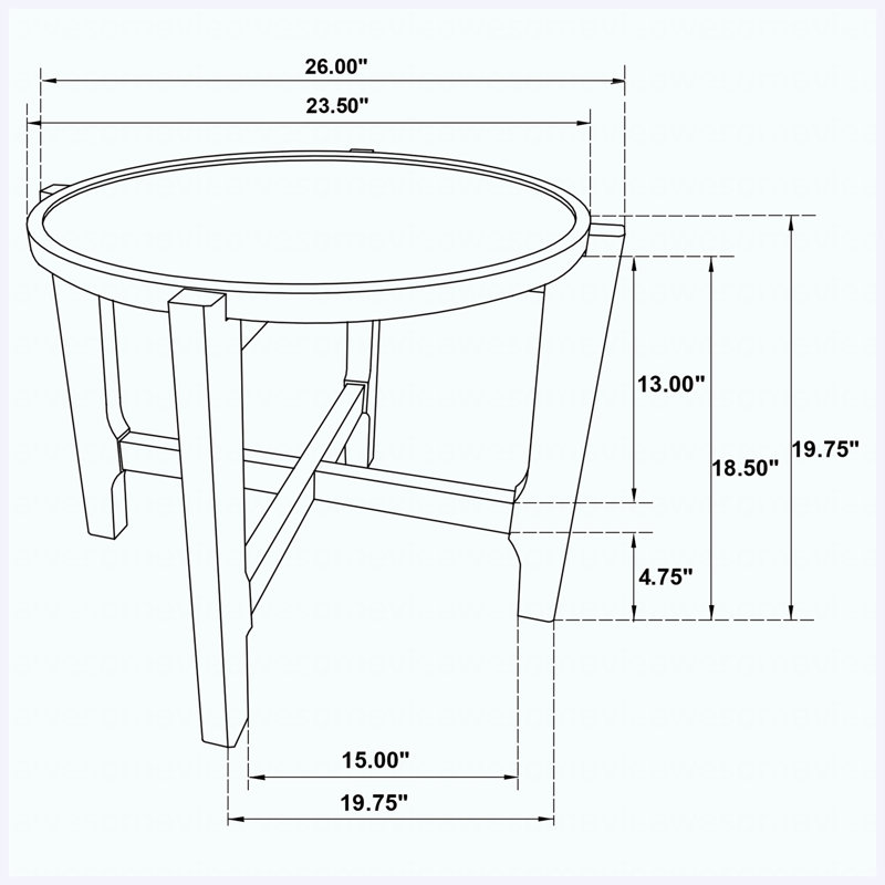Ensemble de tables basses 3 pièces Traditional, H 17,75 po x l 38,25 po x P 38,25 po, Marron foncé