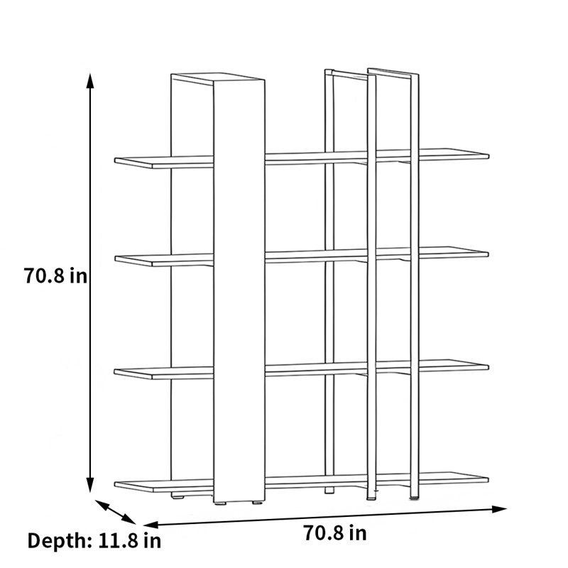 Qualité créative et belle bibliothèque, (4 tablettes) H 70,8 po x l 70,8 po x P 11,8 po, Noir / blanc