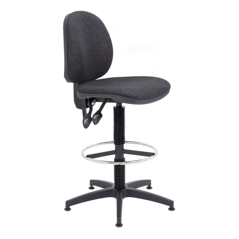 Deluxe Draughtsman Polyester Blend Drafting Chair, Charcoal Grey