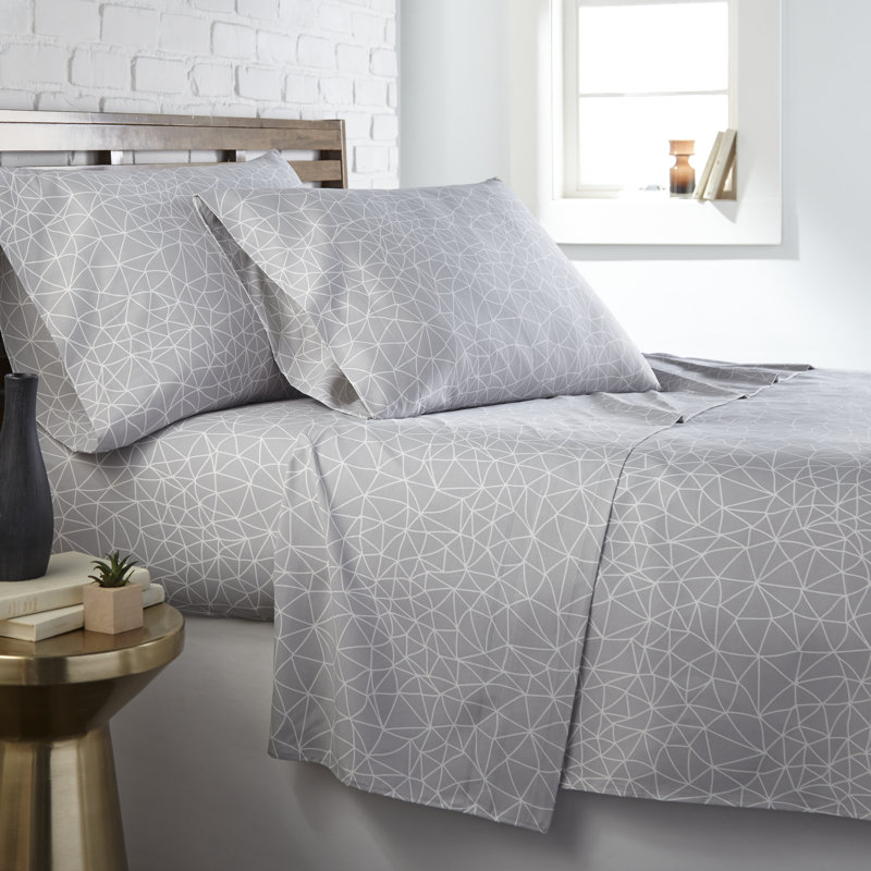 Vilano Choice Geometric Microfiber Sheet Set, Twin, Gray
