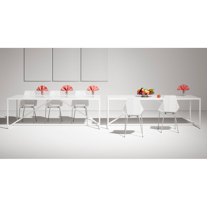 Strut Metal Base Dining Table, White, 28" W x 56" L, Standard (29" Height)