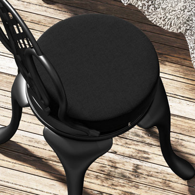 Ensemble de 4 coussins de chaise d'extérieur avec housse lavable à la machine, coussins de siège ronds épais pour meubles de patio avec attaches, coussins de chaise pour chaises de salle à manger, chaises bistro, 15 po x 15 po x 3 po
