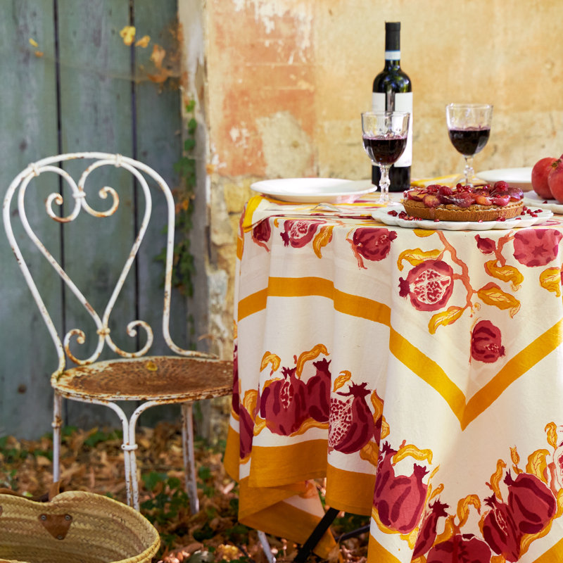 Pomegranate Handmade Floral Tablecloth, 71" W x 71" L