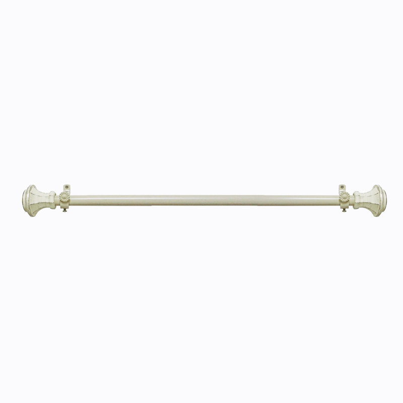 Adjustable Antique Cream Metal Curtain Rod with Gold Finials