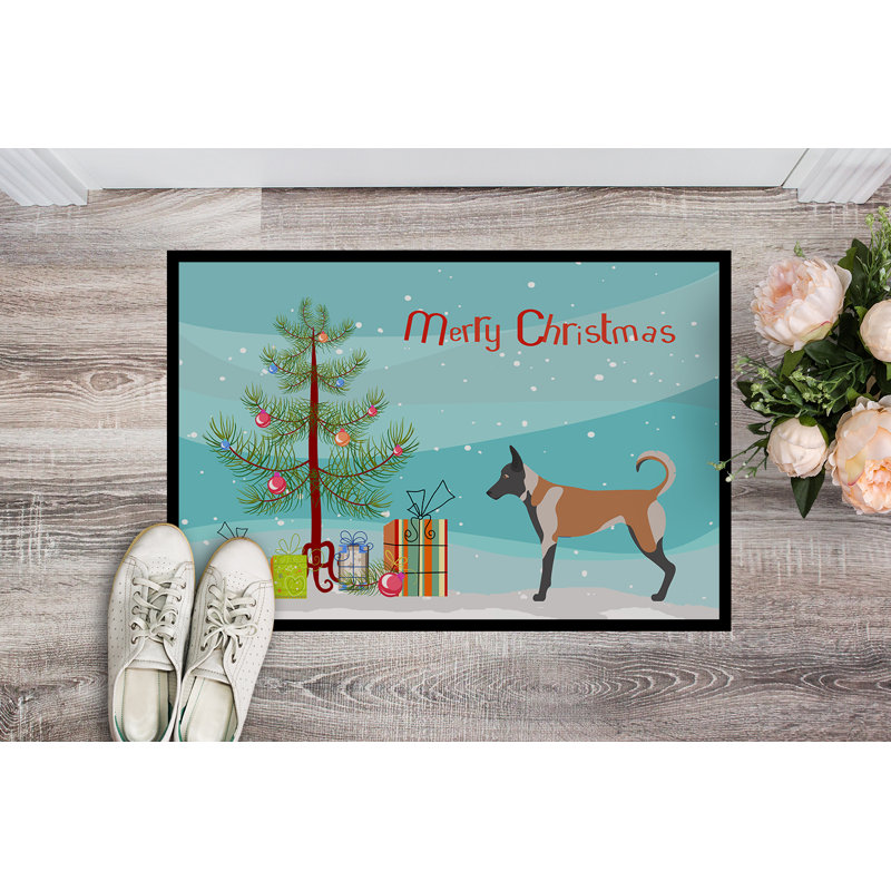 Tapis de porte pour l’extérieur antidérapant de noël malinois, Rectangle 1 pi 6 po x 2 pi 3 po