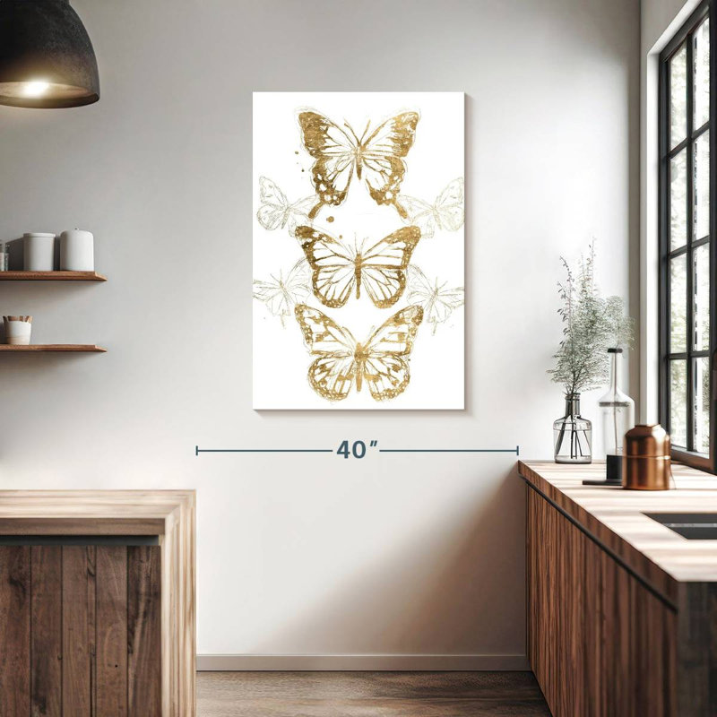 Brampt Gold Butterfly Contours I, 39" H x 26" W