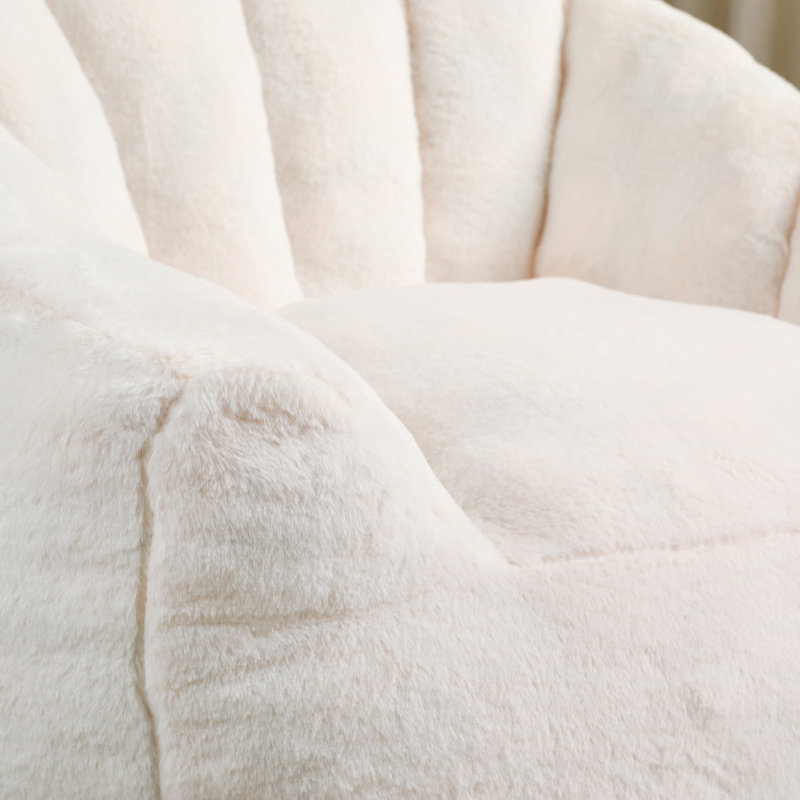 Bean Bag Chair, White Faux Fur