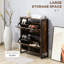 Armoire à chaussures industrielle de style rustique brun - 12 pièces avec 2 tiroirs rabattables, porte d'entrée compacte et robuste, fabrication peu encombrante