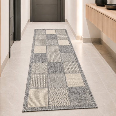 Non Slip Rug Flat Weave Check Kitchen Living Room Carpet