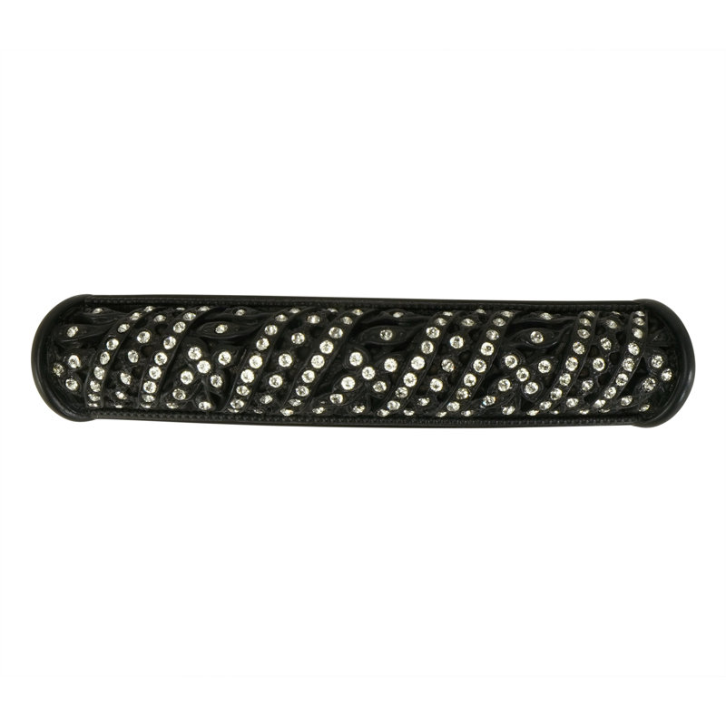 HAMPTON 3-1/2" CENTER TO CENTER PULL DECORATED WITH CLEAR SWAROVSKI CRYSTALS IN MATTE BLACK PLATE