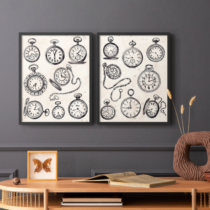 Croquis de gousset I-Premium, impression encadrée - prêt à être accroché, Noir, noir, noir, noir, H 21 po x l 34 po
