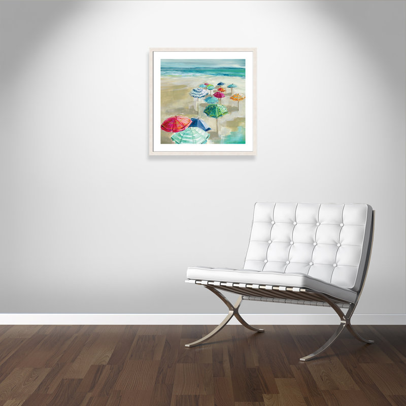 «Umbrella Beach I», reproduction encadrée, H 28 po x l 28 po x P 1,13 po