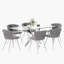 Elegant 7-Piece Rectangle Glass Dinning Table Set for 6-1004024667-1004024664-1004024615