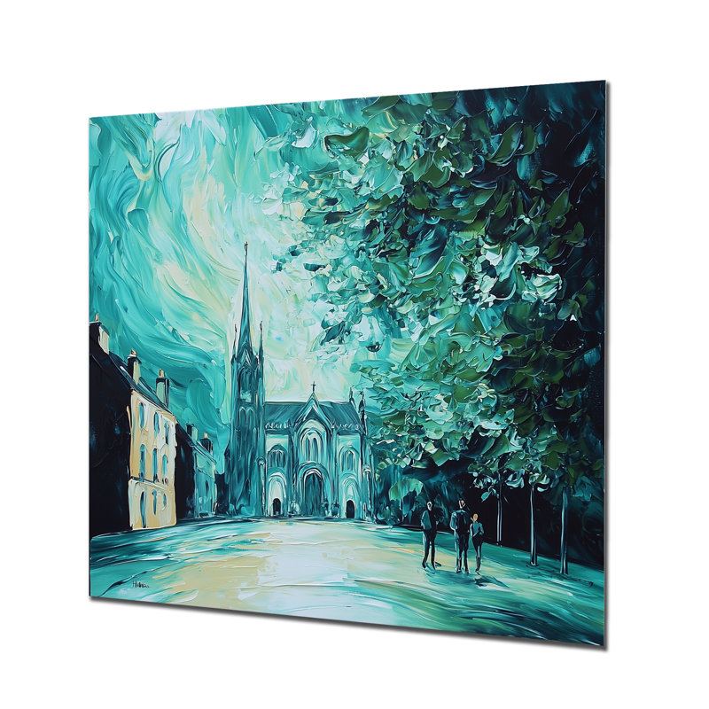 Église cathédrale en Irlande III - art mural spirituel en métal, H 23 po x l 23 po