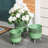 Cayan 3-Piece Embossed Green Nested Metal Pot Planter Set