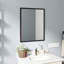 Miroir de salle de bain en aluminium noir de 24 pouces - construction, réflexion claire et montage sans effort, conception compacte, vue, installation simple-129903664