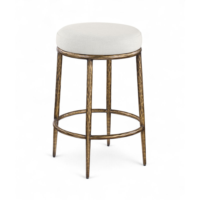 Tabouret de comptoir Ferro Hessle, Crème, Doré