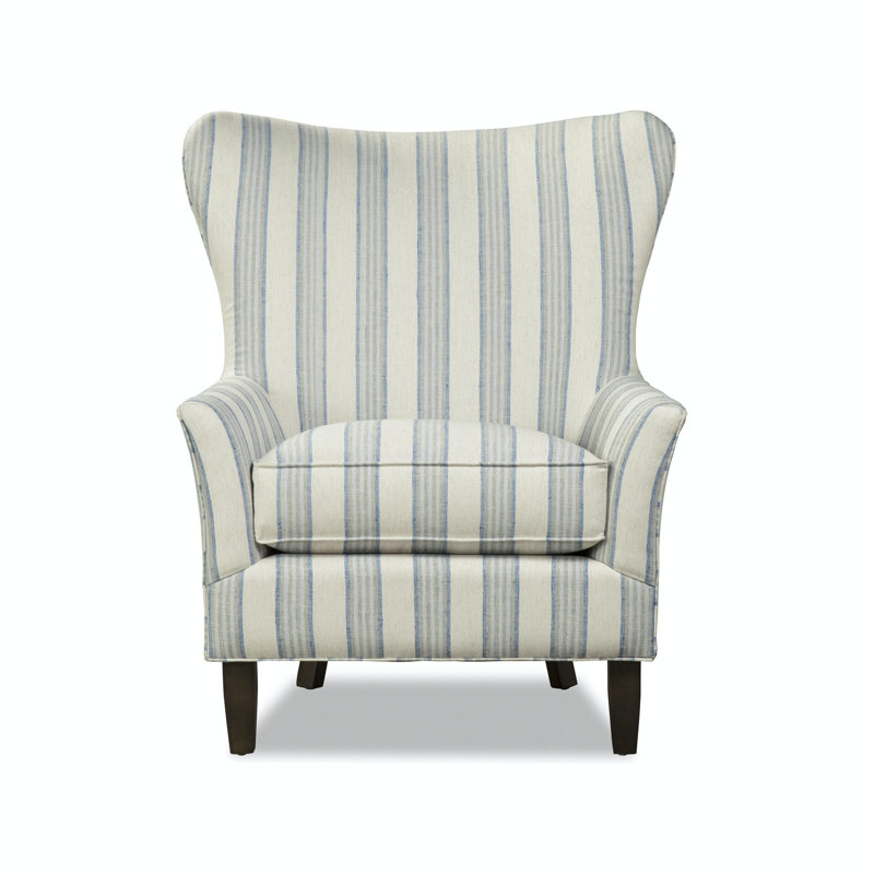 Atlas Wingback Chair, Linework Beige Striped