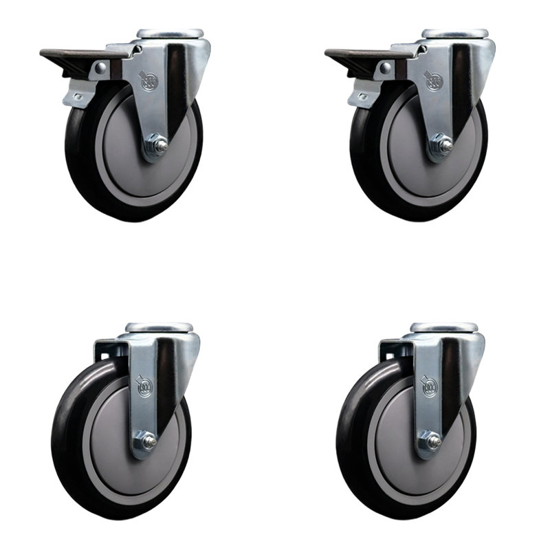 4-Piece Polyurethane Caster Set, Black