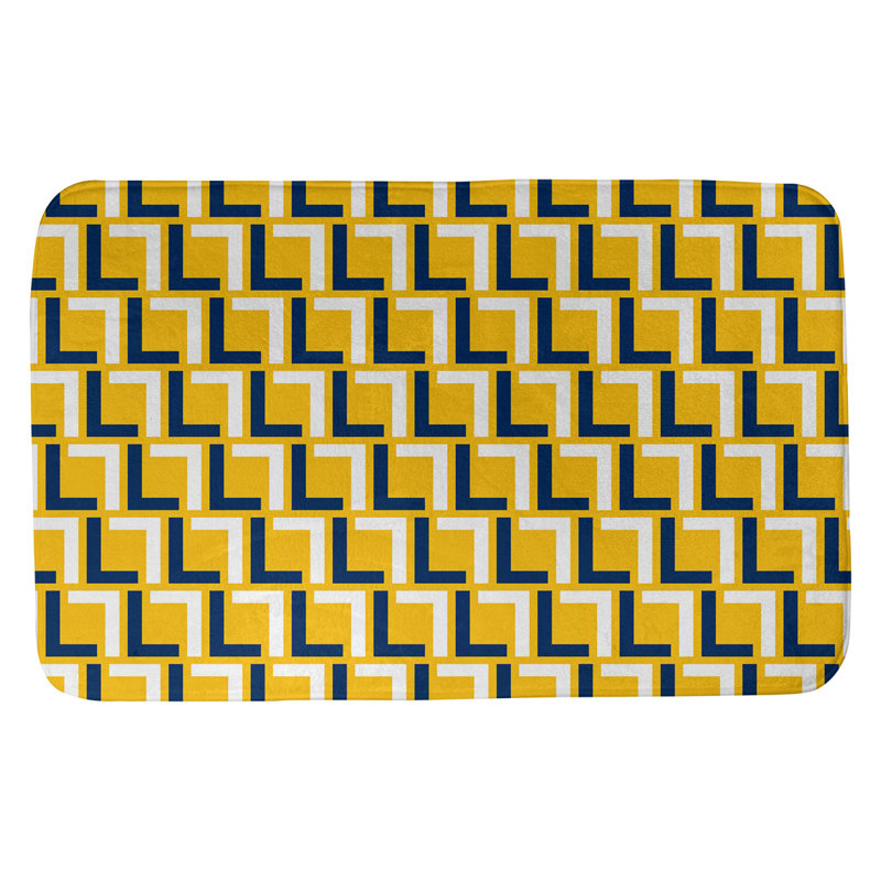 Tapis pour salle de bain Baltimore, l 17 po x L 24 po, Or / bleu marine / blanc