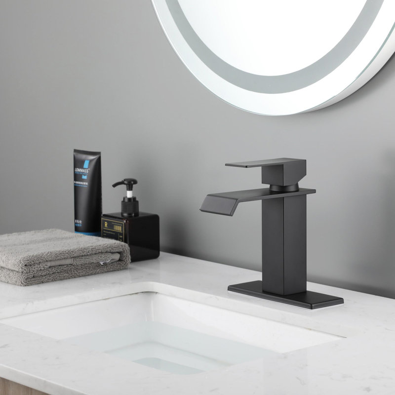 Single Handle Stainless Steel Bathroom Sink Faucet, Matte Black