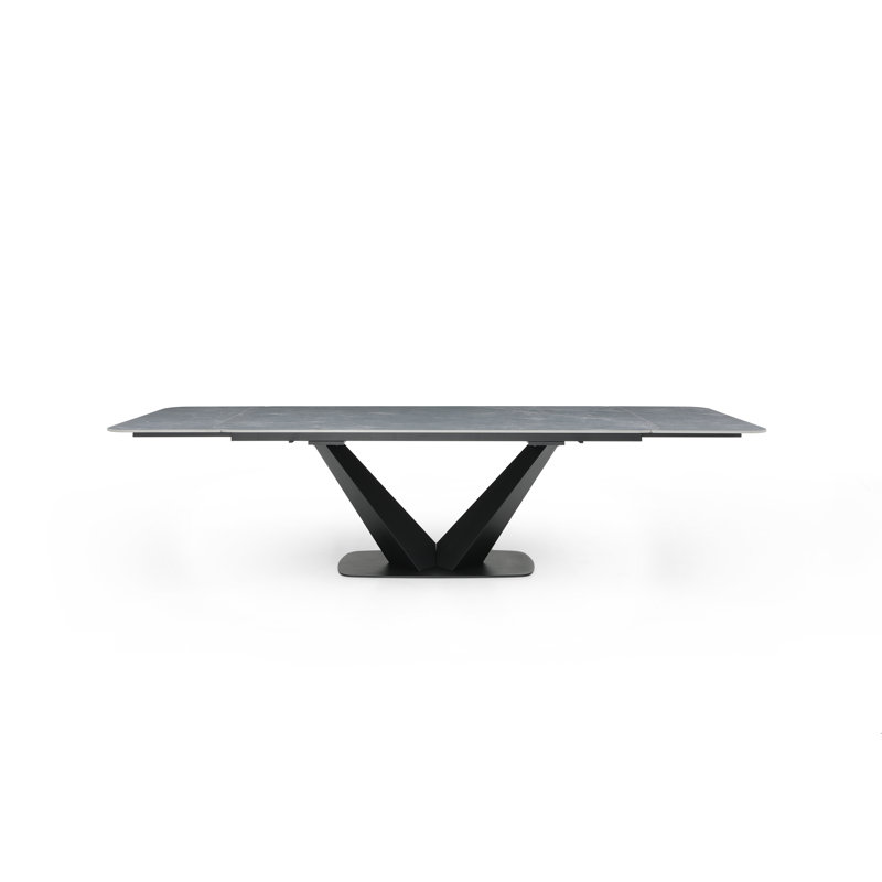 Table de salle à manger contemporaine extensible avec base en V