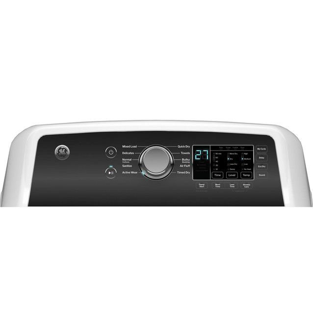 GE Appliances 7.4 Cu. Ft. Electric Dryer Sensor Dry Reversible Door in White