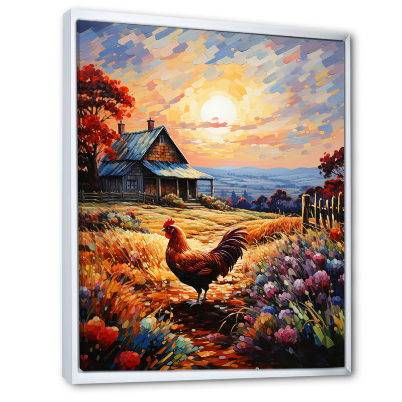 Aylamae Roaster Barnyard Serenade III sur toile, H 44 po x l 34 po x P 1,5 po, Toile encadrée flottée blanche