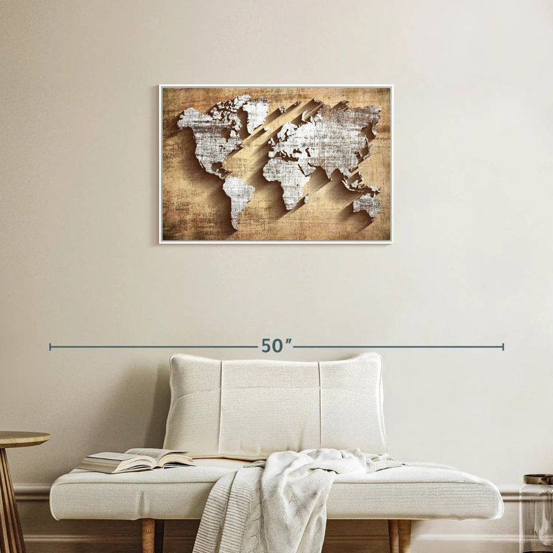Briscoe en bois sculpté, 31 po x 21 po, Cadre flottant blanc