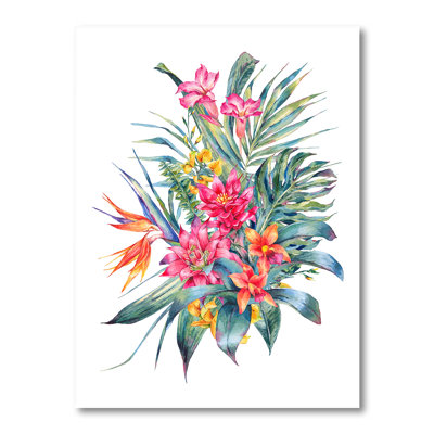 " Bouquet Of Tropical Red Flowers " Painting Print